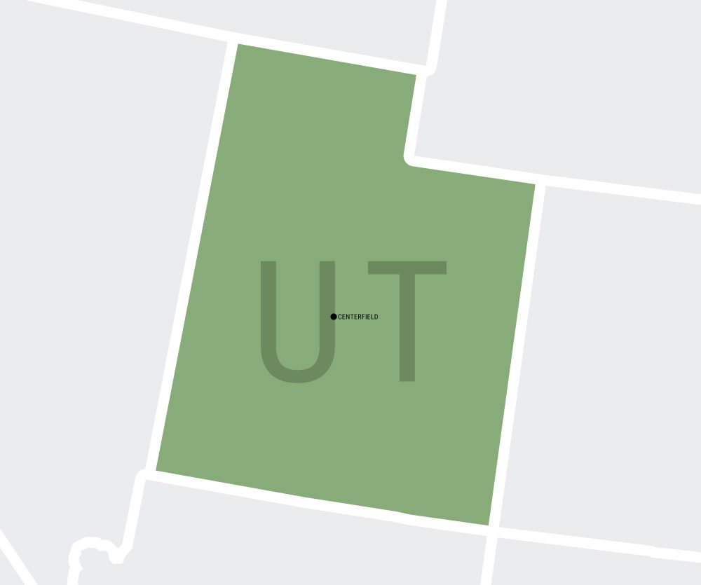 A green graphic of Utah showing the one city that has a Rural Psychiatry Associates location.